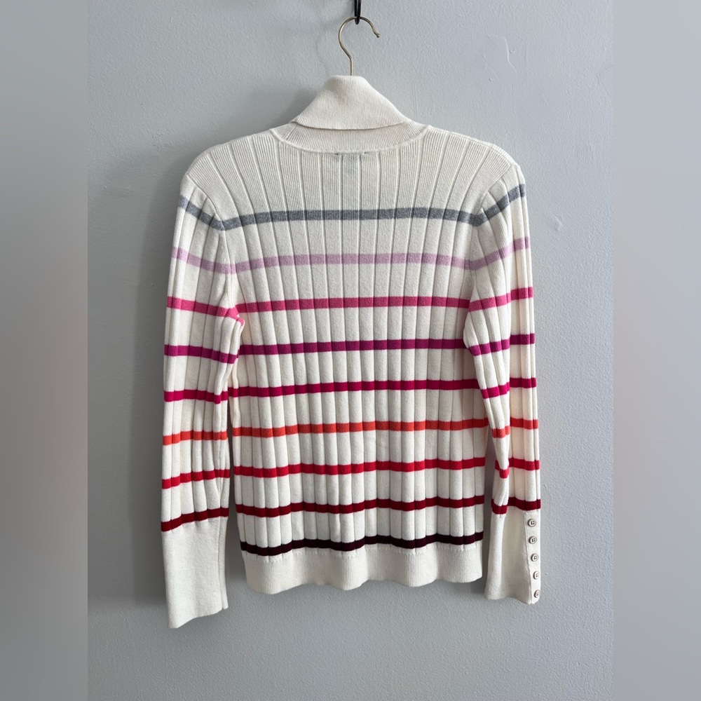 Talbots Striped Button Cuff Turtleneck Sweater - image 4